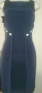 Tootsies navy cocktail dress with diamond buttons