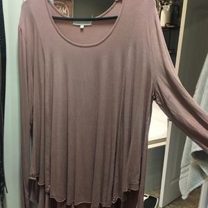BKE Gilded Intent flowy top, blush color