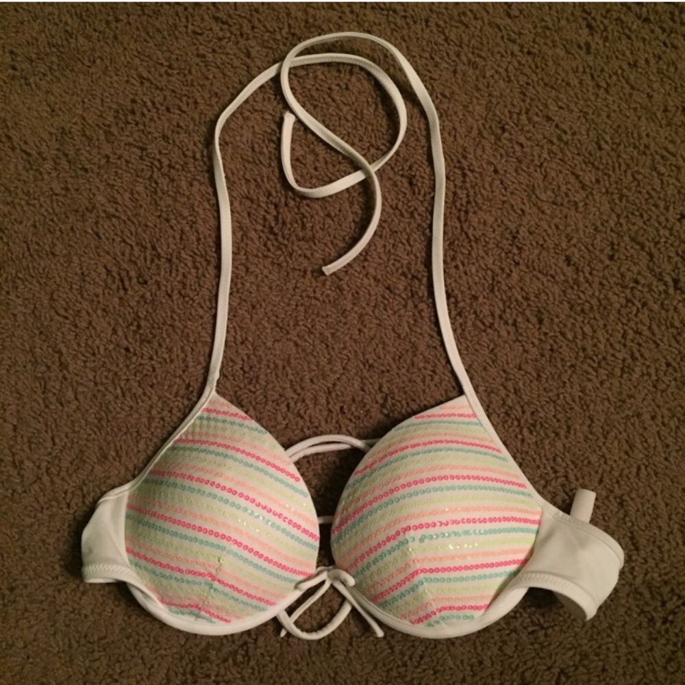 Victoria's Secret Add 2 Cups white bikini top NWOT