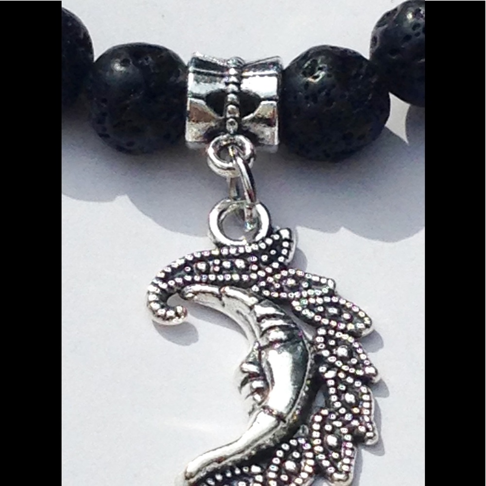 Lapis Lazuli Crescent Moon Diffuser Bracelet - Picture 2 of 6