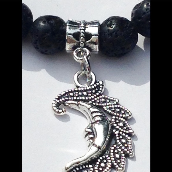 Lapis Lazuli Crescent Moon Diffuser Bracelet - Picture 2 of 6