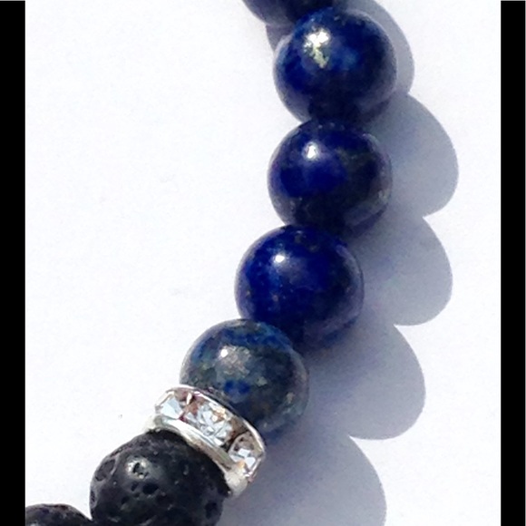 Lapis Lazuli Crescent Moon Diffuser Bracelet - Picture 4 of 6