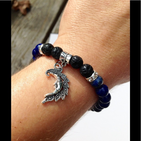 Lapis Lazuli Crescent Moon Diffuser Bracelet - Picture 5 of 6