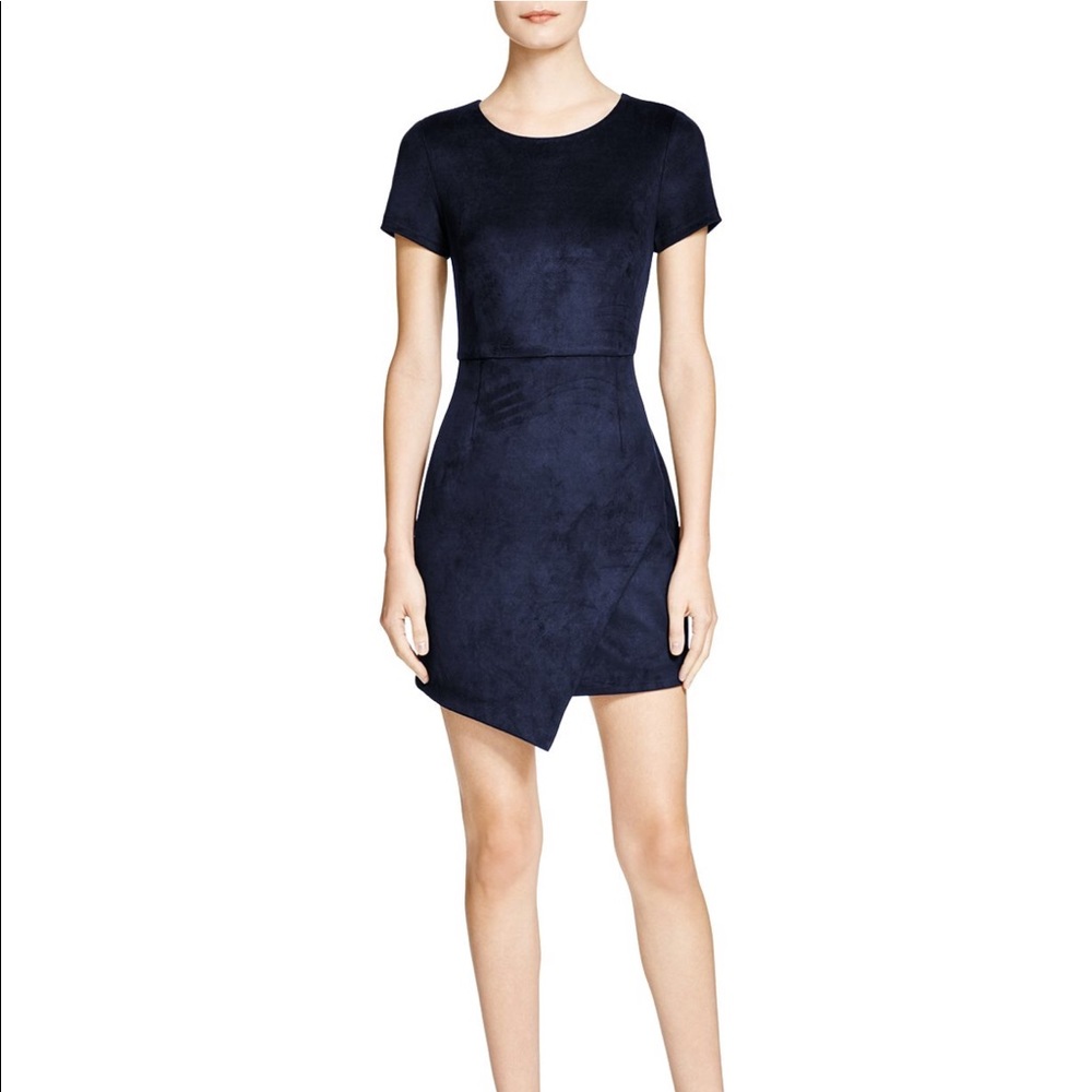 AQUA suede navy dress