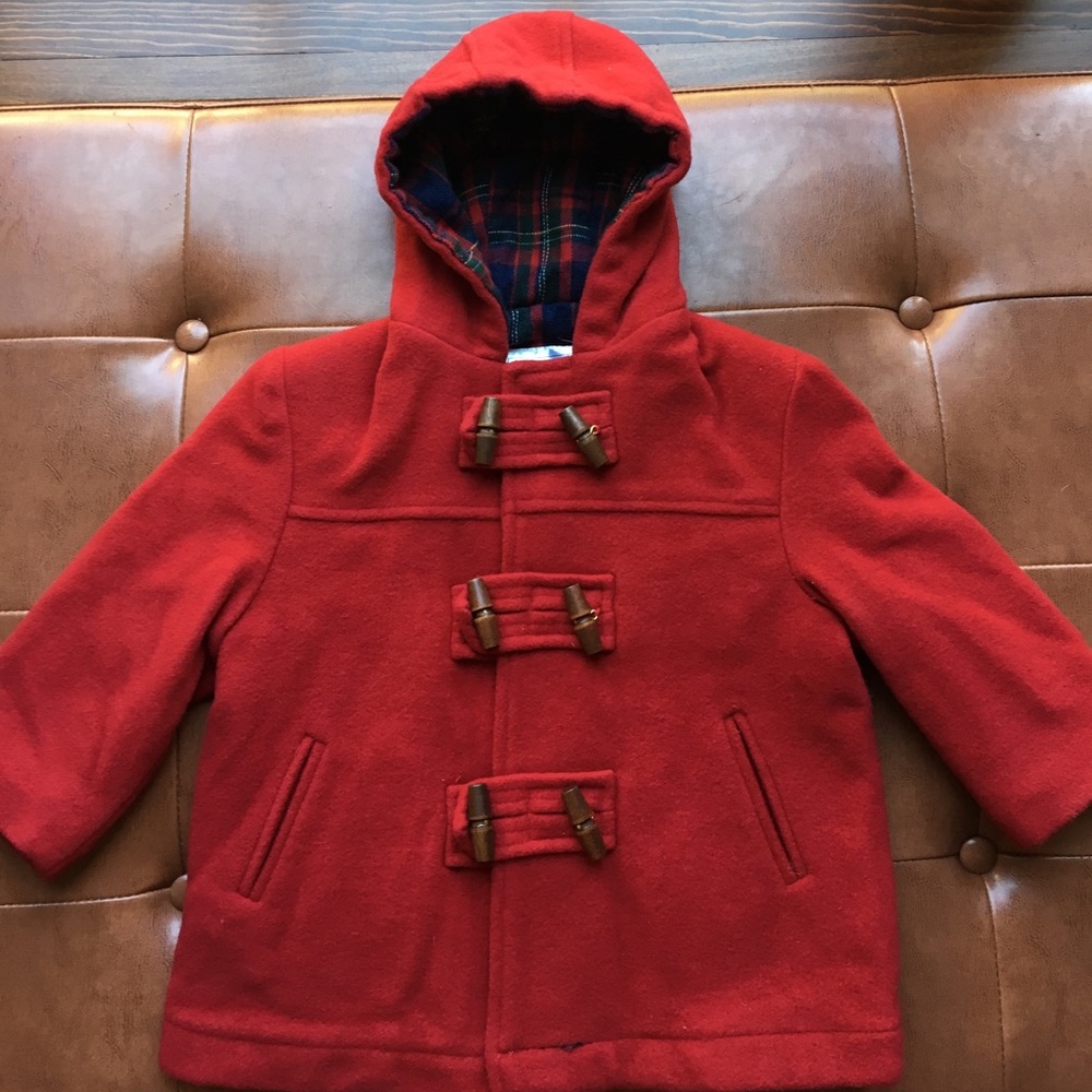 Red pea coat