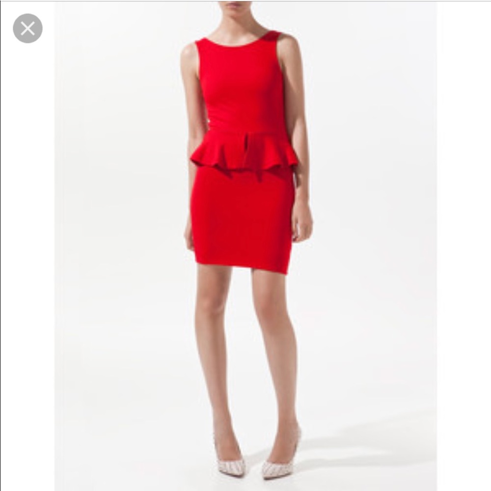 Red peplum Zara dress