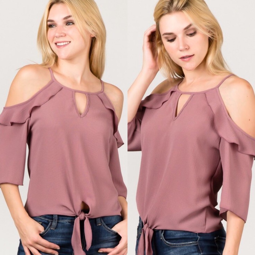 Open Sleeve Keyhole Waist Top