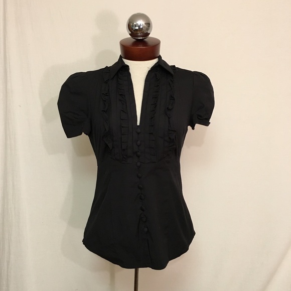 Nanette Lepore Tops - NANETTE LEPORE ruffle front puff sleeve top 4 Nanette Lepore Tops - NANETTE LEPORE ruffle front puff sleeve top 4