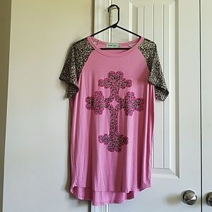 Animal print cross top