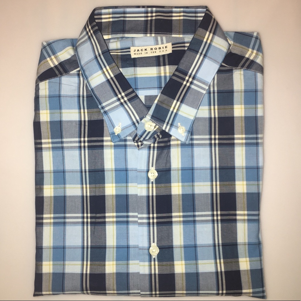 Blue Exploded Plaid Button Down