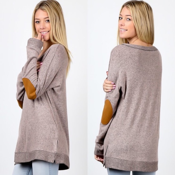 Sale! Long Sleeve Elbow Patch Tunic Top - Picture 2 of 2