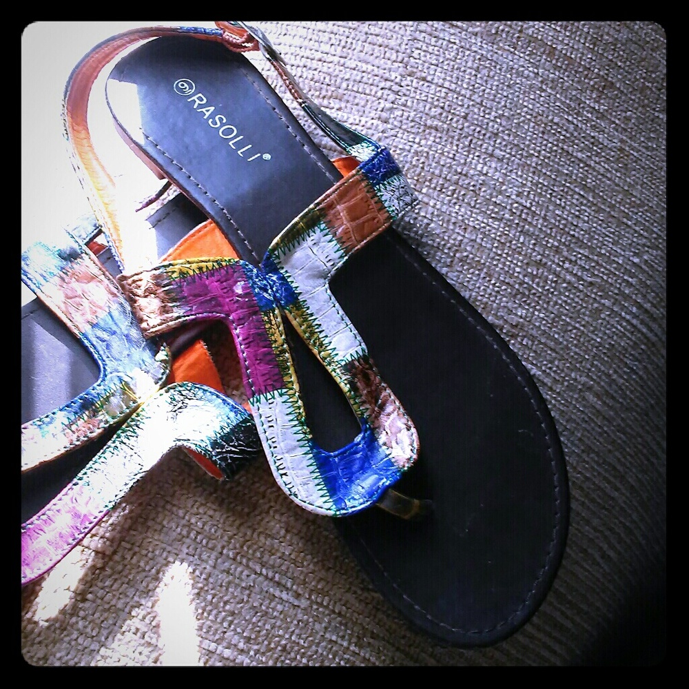 Multicolor Flat Sandals