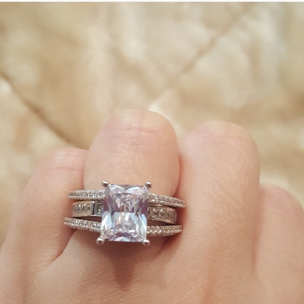 Rated Princess cut 925 sterling silver ring - Picture 2 of 5