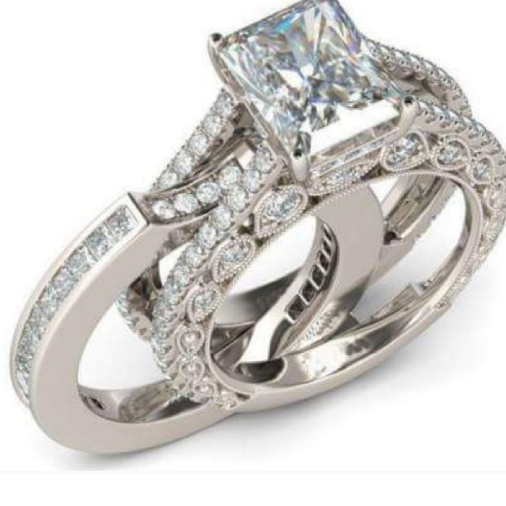 Rated Princess cut 925 sterling silver ring - Picture 4 of 5