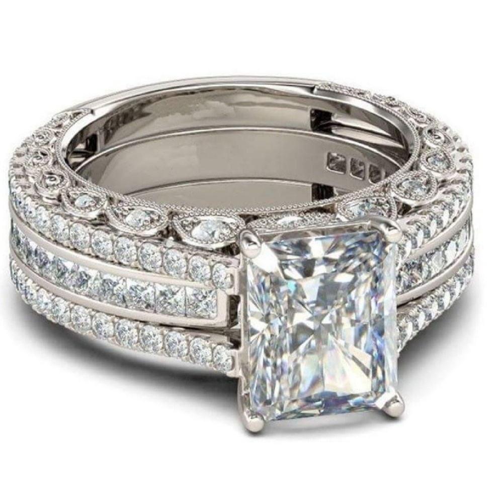 Rated Princess cut 925 sterling silver ring - Picture 3 of 5