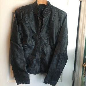 Faux Leather Bomber Jacket