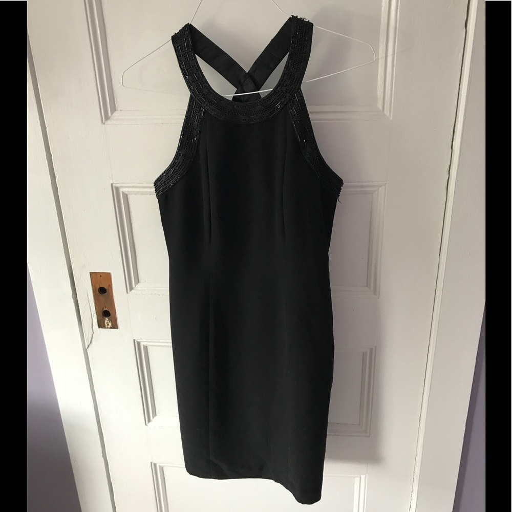 Black sheath dress with beaded neckline 😍🔥