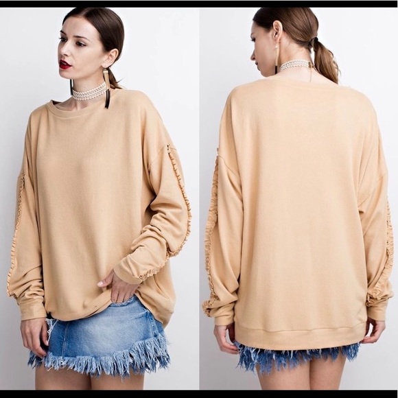 🏆HOST PICK🏆NEW☀️Butterscotch Ruffle Trim Sleeves - Picture 4 of 7