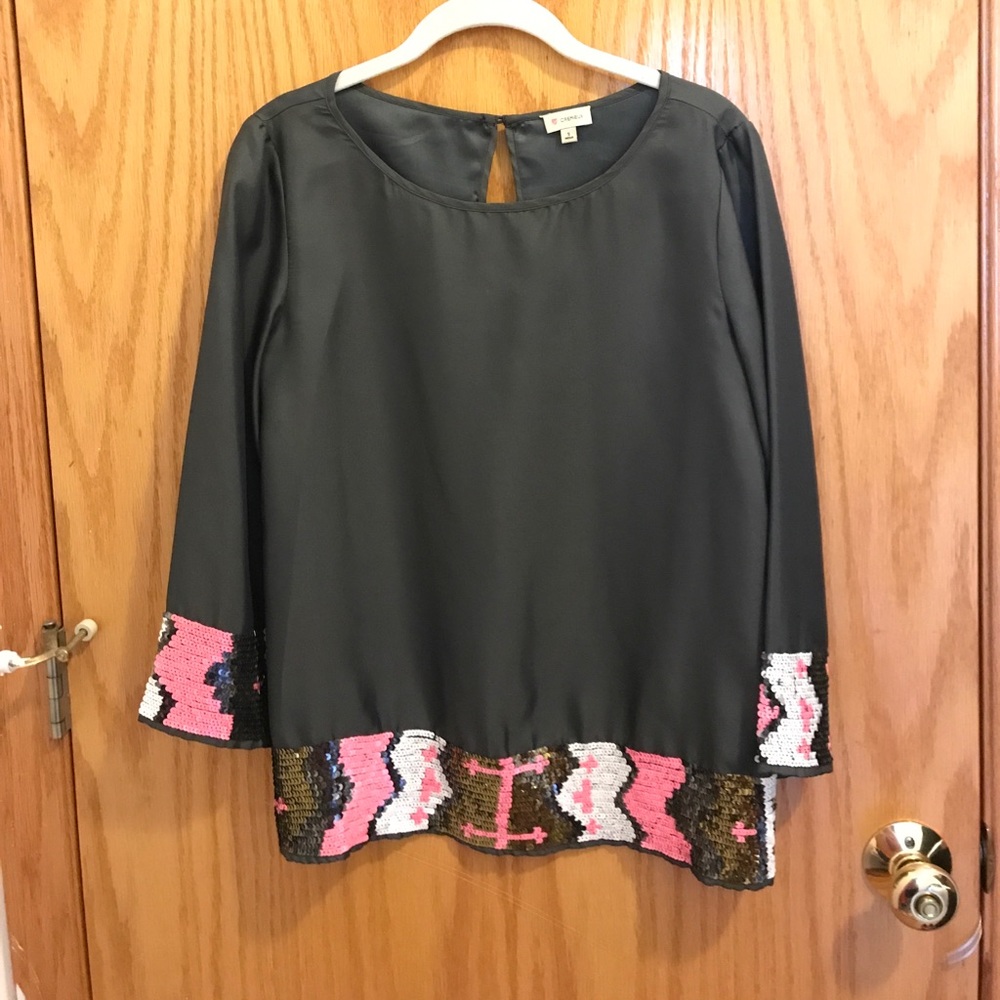 Cremieux sequined grey blouse