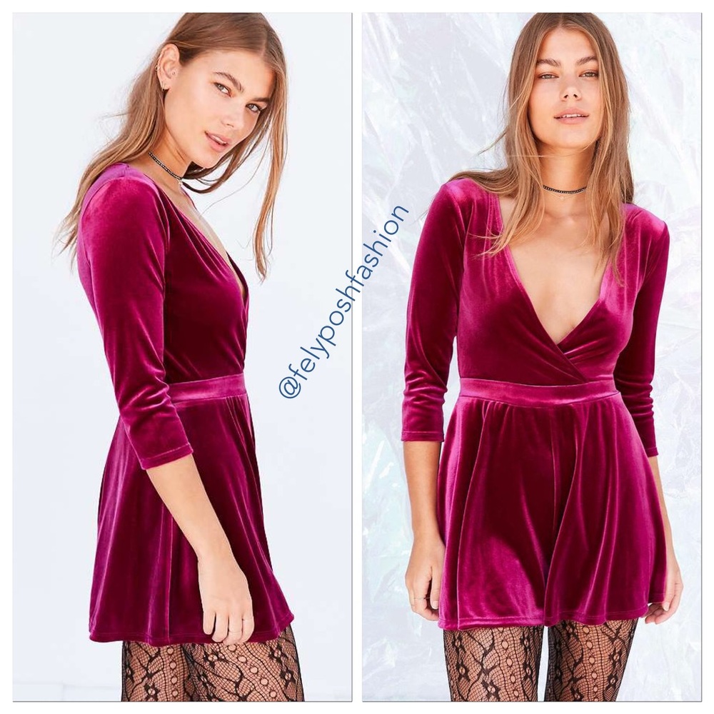 Silence + Noise Velvet Carnation Surplice Romper - Picture 1 of 2