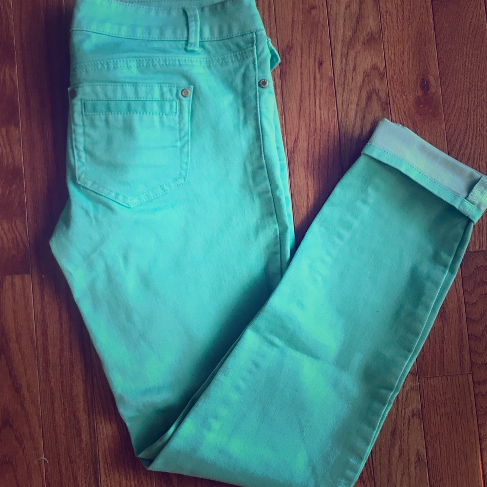 Mint green pants!