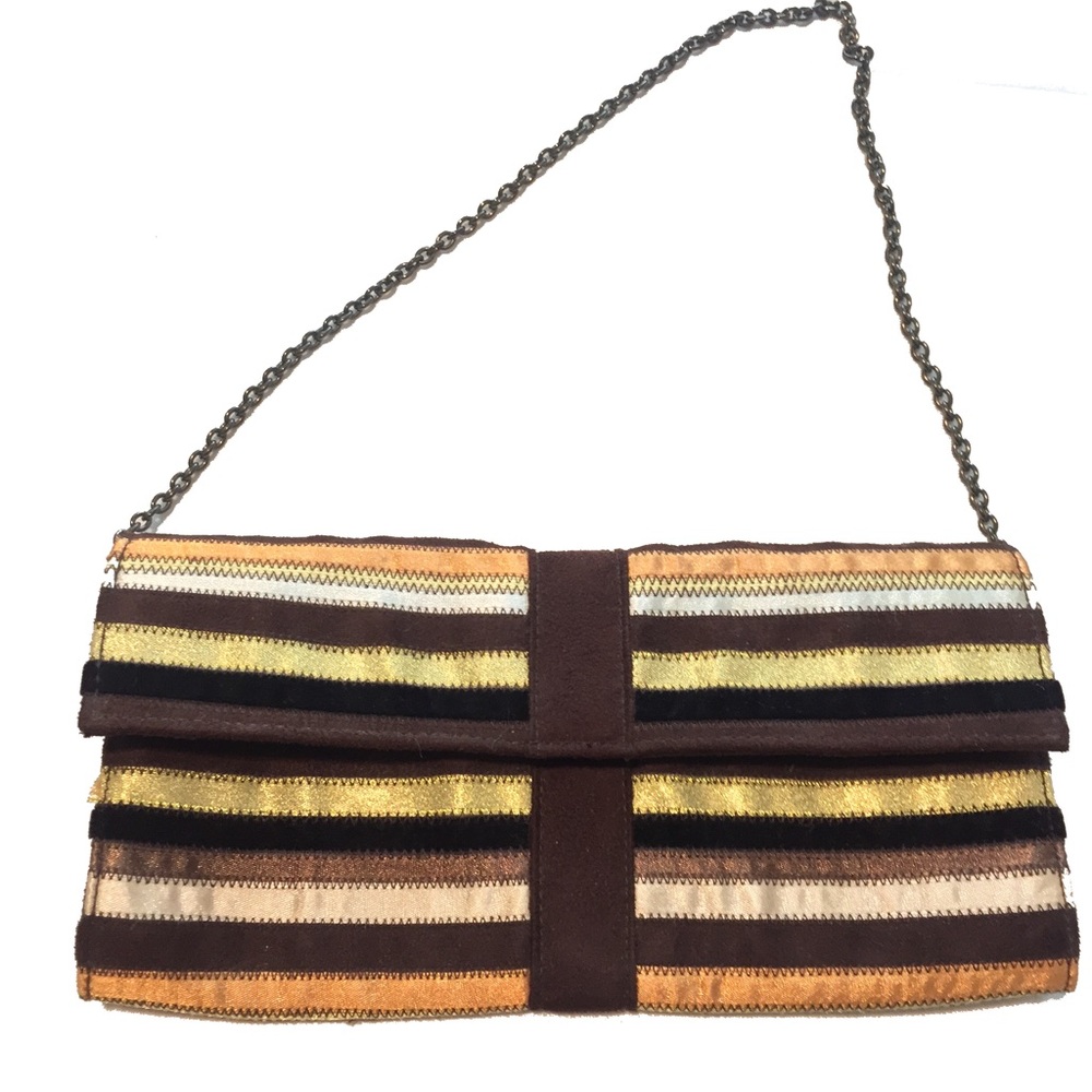 Elissa Bloom Rare Satin Stripe Clutch NWOT