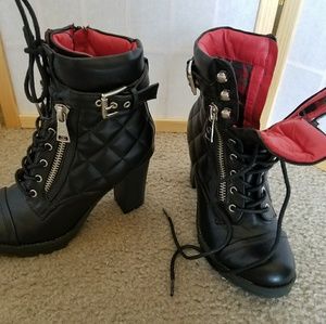 Red and black boots