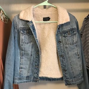 women's sherpa lined jean jacket s/m