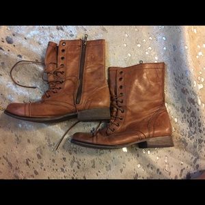 Steve Madden tan leather combat boots