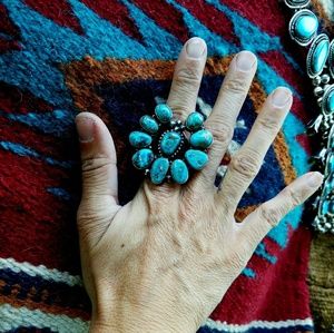 💥SOLD💥Huge Sterling Naja Turquoise Ring