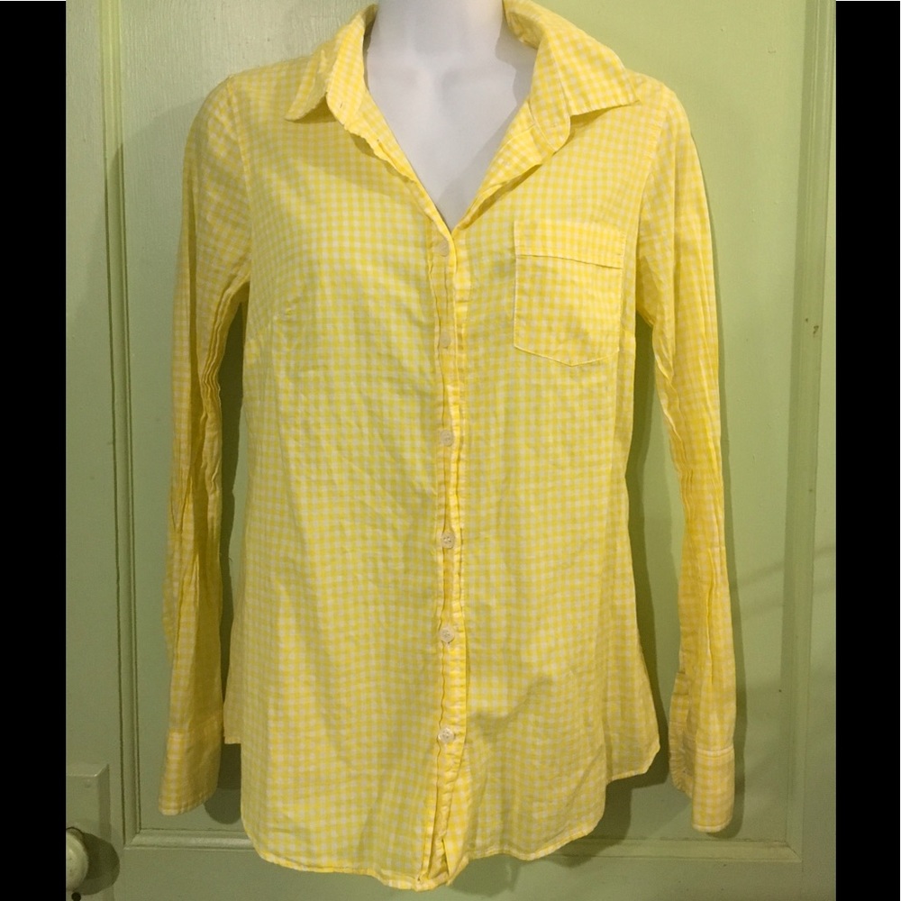 J.CREW - "Perfect Shirt" Yellow Gingham LS Shirt