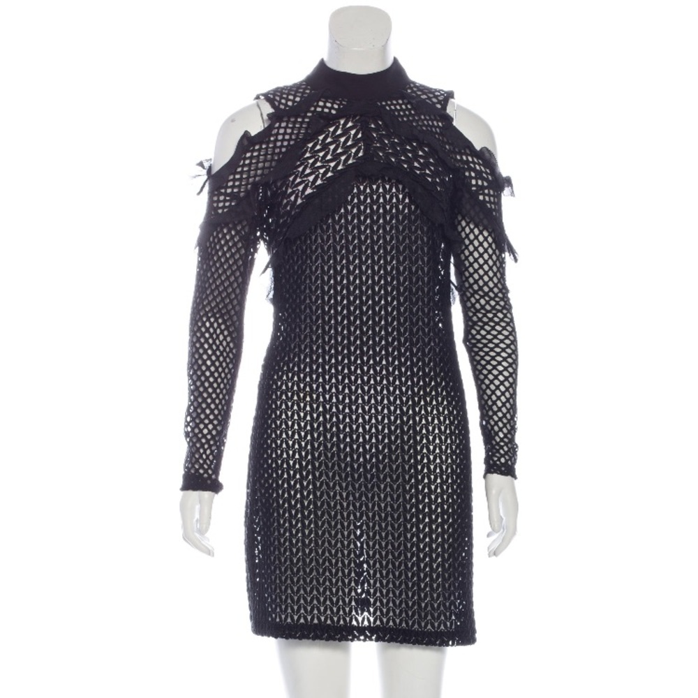 Self-portrait Purl Knit Cold Shoulder Lace Dress