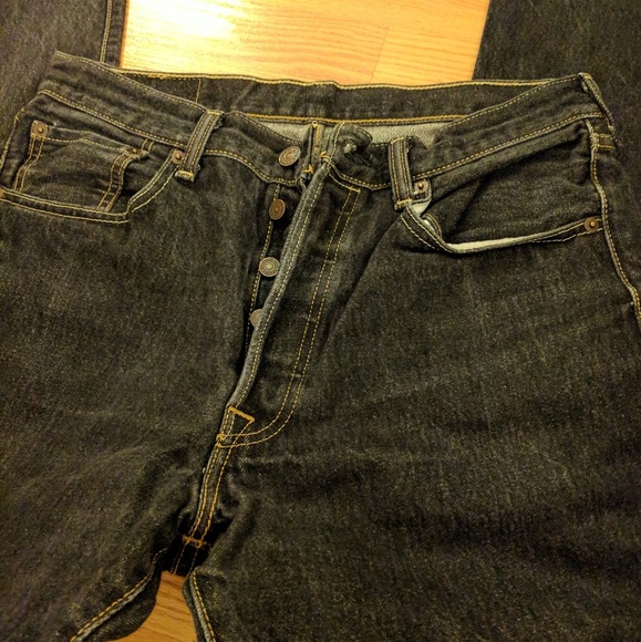 Black button-fly Jeans Mens Levi's 501 - Picture 2 of 6