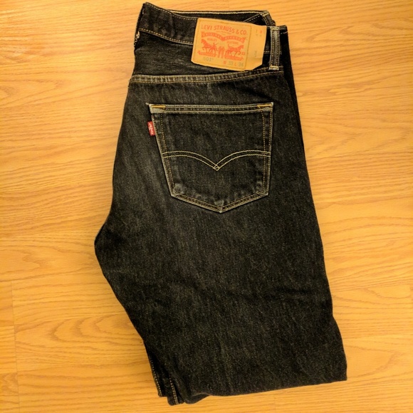 Black button-fly Jeans Mens Levi's 501 - Picture 4 of 6