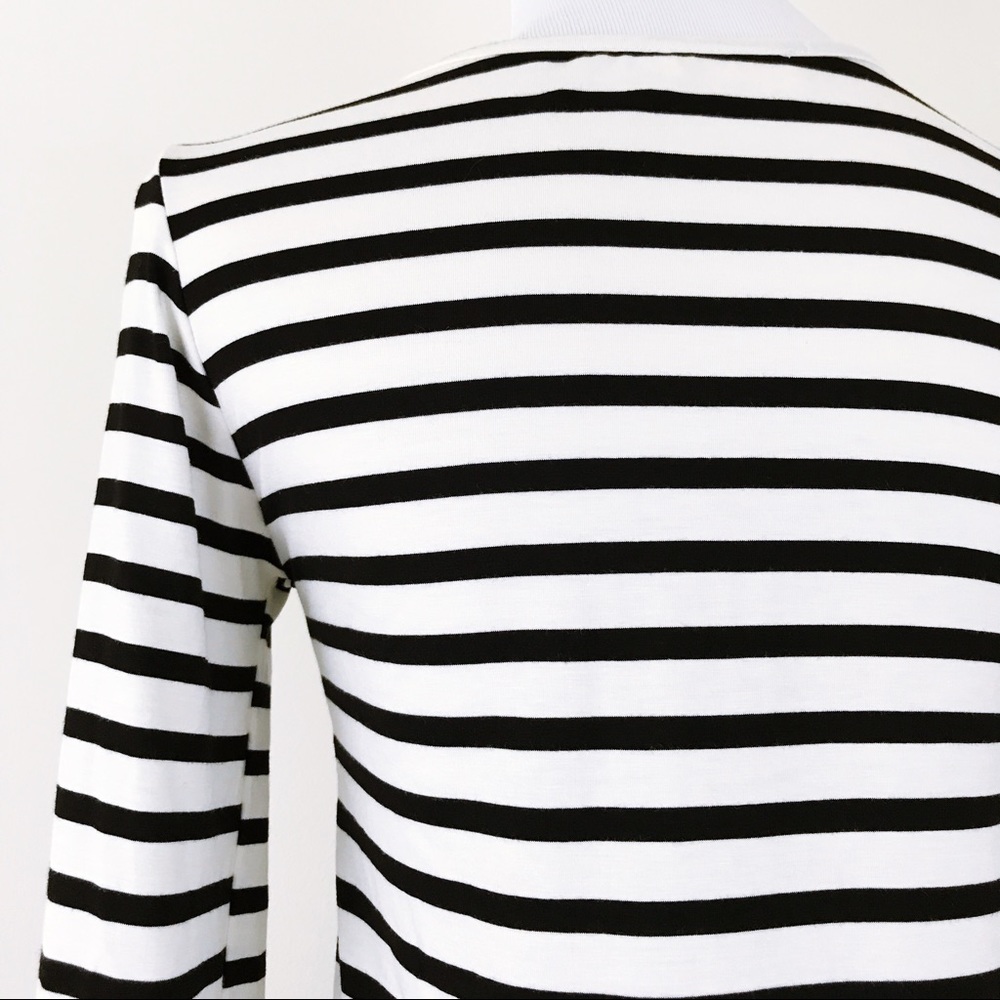 LAST ONE Black Cream Striped Jersey 3/4 sleeve TOP - Picture 8 of 8