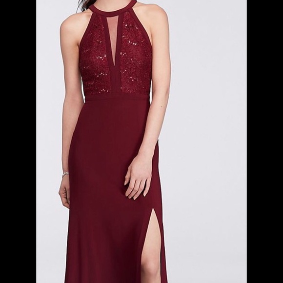 Red Halter Prom Dress Lace Macy's