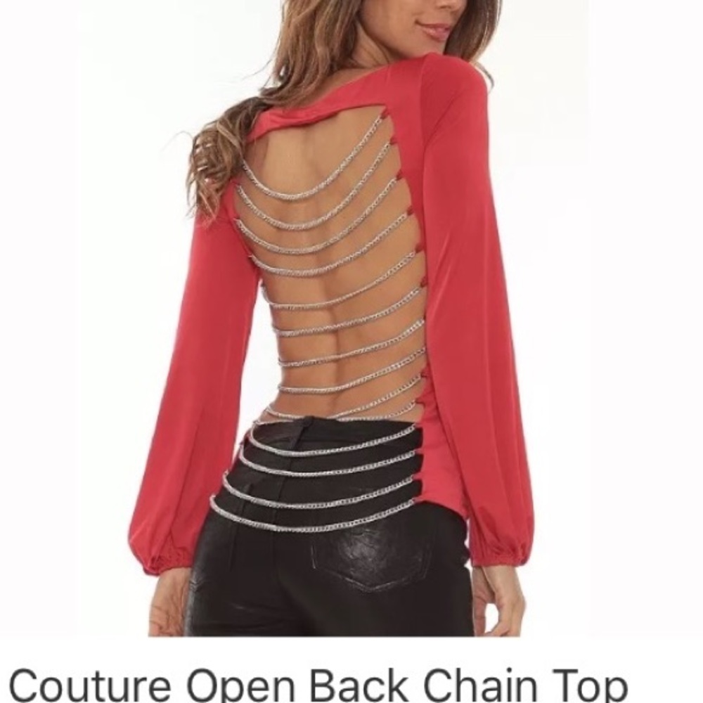 Savee Couture backless chain purple Ombré top Sz S