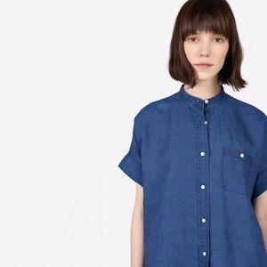Everlane Linen Collarless Square Shirt, 00