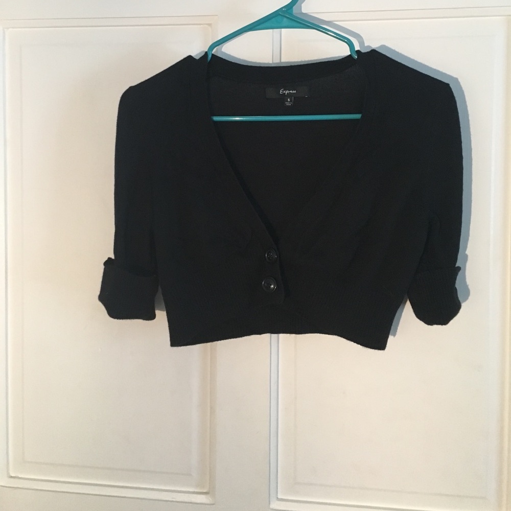 LAST CHANCE! Cropped/short sleeve cardigan. BLACK