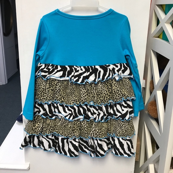 Long sleeve blue/cheetah/zebra strip dress - Picture 4 of 4