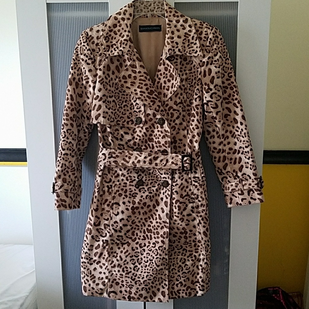 Dana Buchman leopard print trench coat