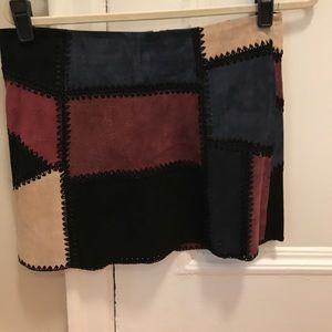 Zara multi color suede patchwork skirt