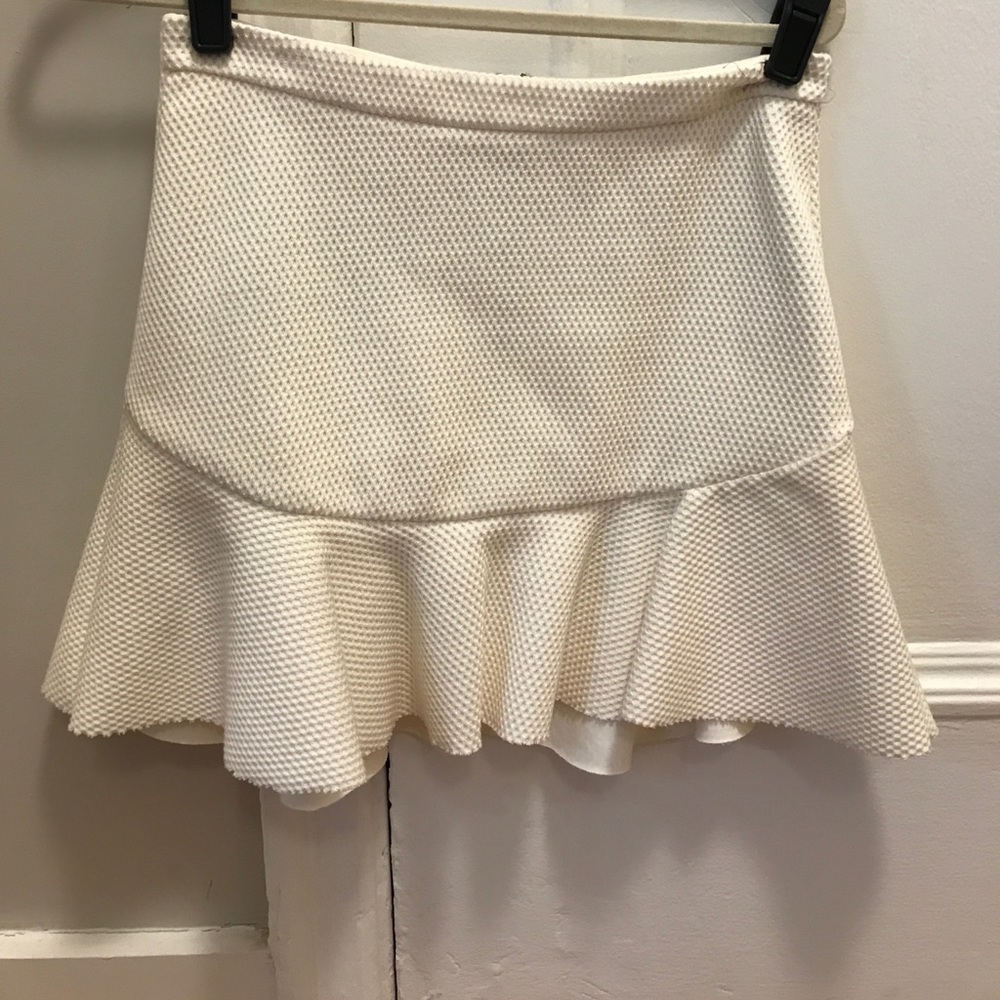 Zara White Perforated Skirt with Flare