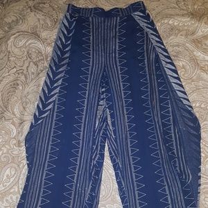 Blue and silver flutter palozzo pants