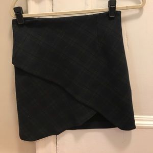 Zara plaid  fitted skirt with overlap detail