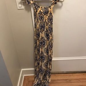 Tiare Hawaii Yellow Maxi off the shoulder dress