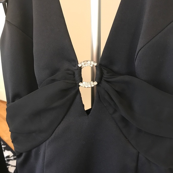 Black floor length gown with rhinestone detail. - Picture 4 of 8