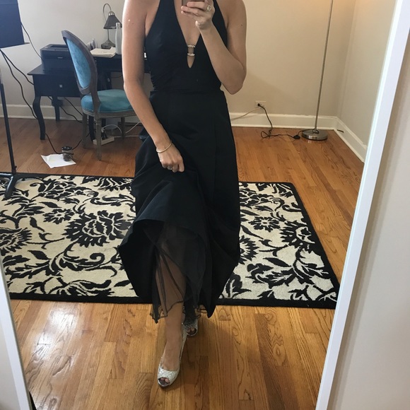 Black floor length gown with rhinestone detail. - Picture 8 of 8