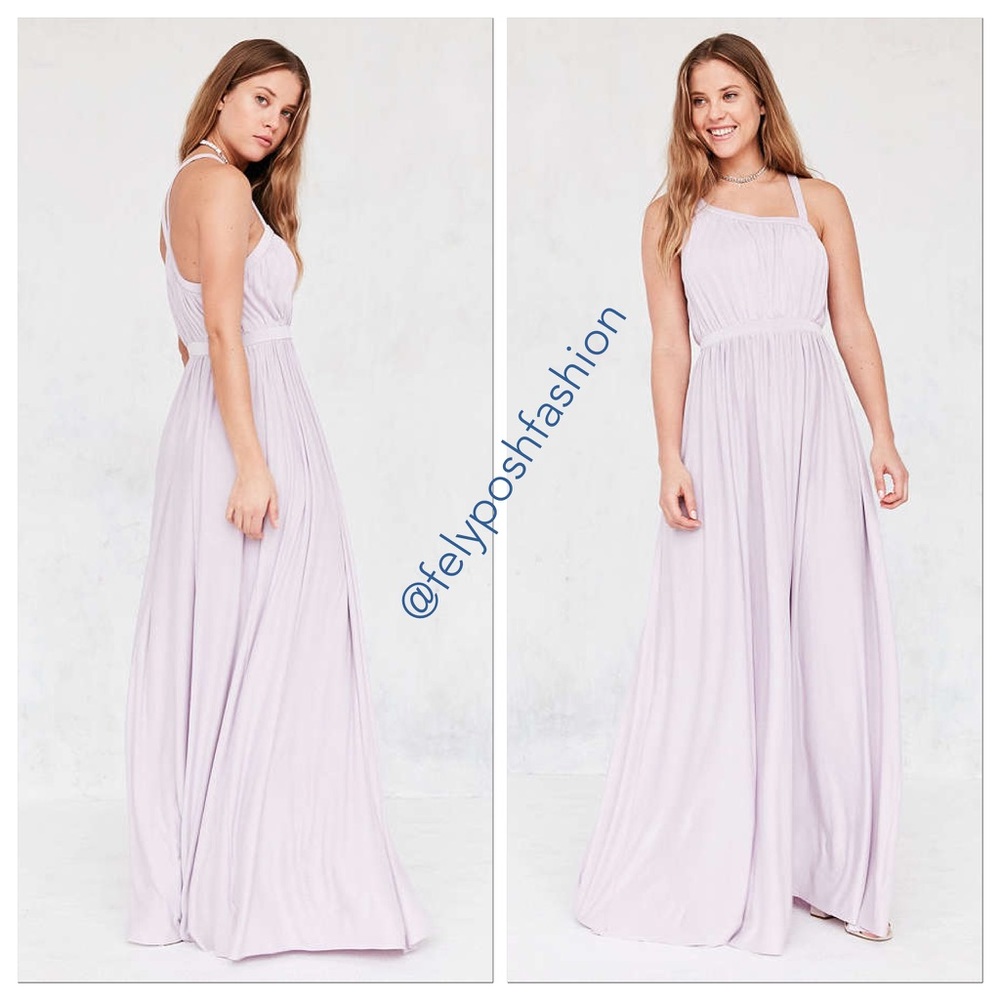 Silence + Noise Cupro Asymmetrical Maxi Dress