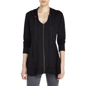 Andrea Jovine Black Hooded Sweat Jacket